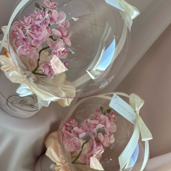 Personalized gift in a balloon - Small orchid